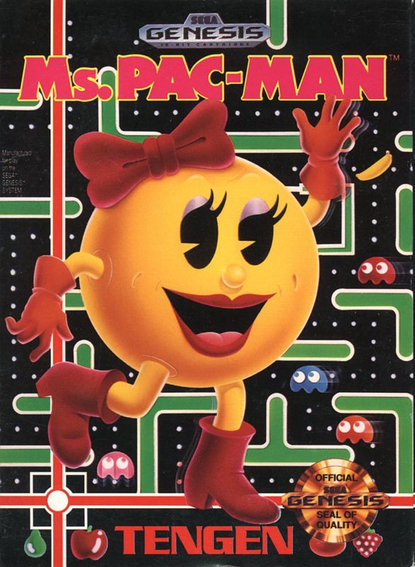 Ms. Pac-Man box art for Sega Mega Drive